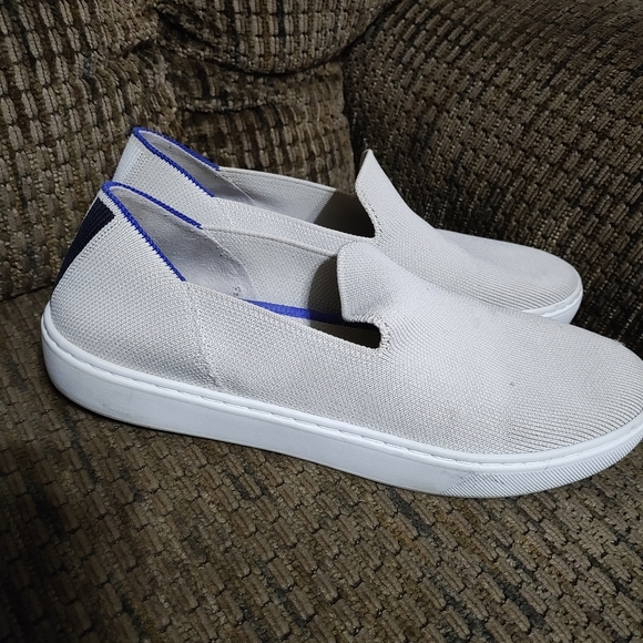 Rothy's Slip On Sneakers The Original Sand Beige Blue Women's Sz 8 Clean - Picture 6 of 11